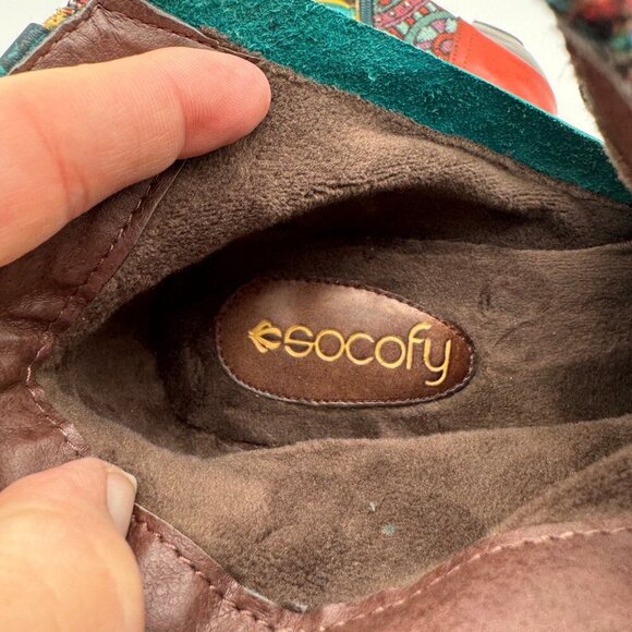 SOCOFY Boho Spliced Leather/Fabric Side Zip Ankle Boots Women 39 / 9 vibrant col - Picture 16 of 16